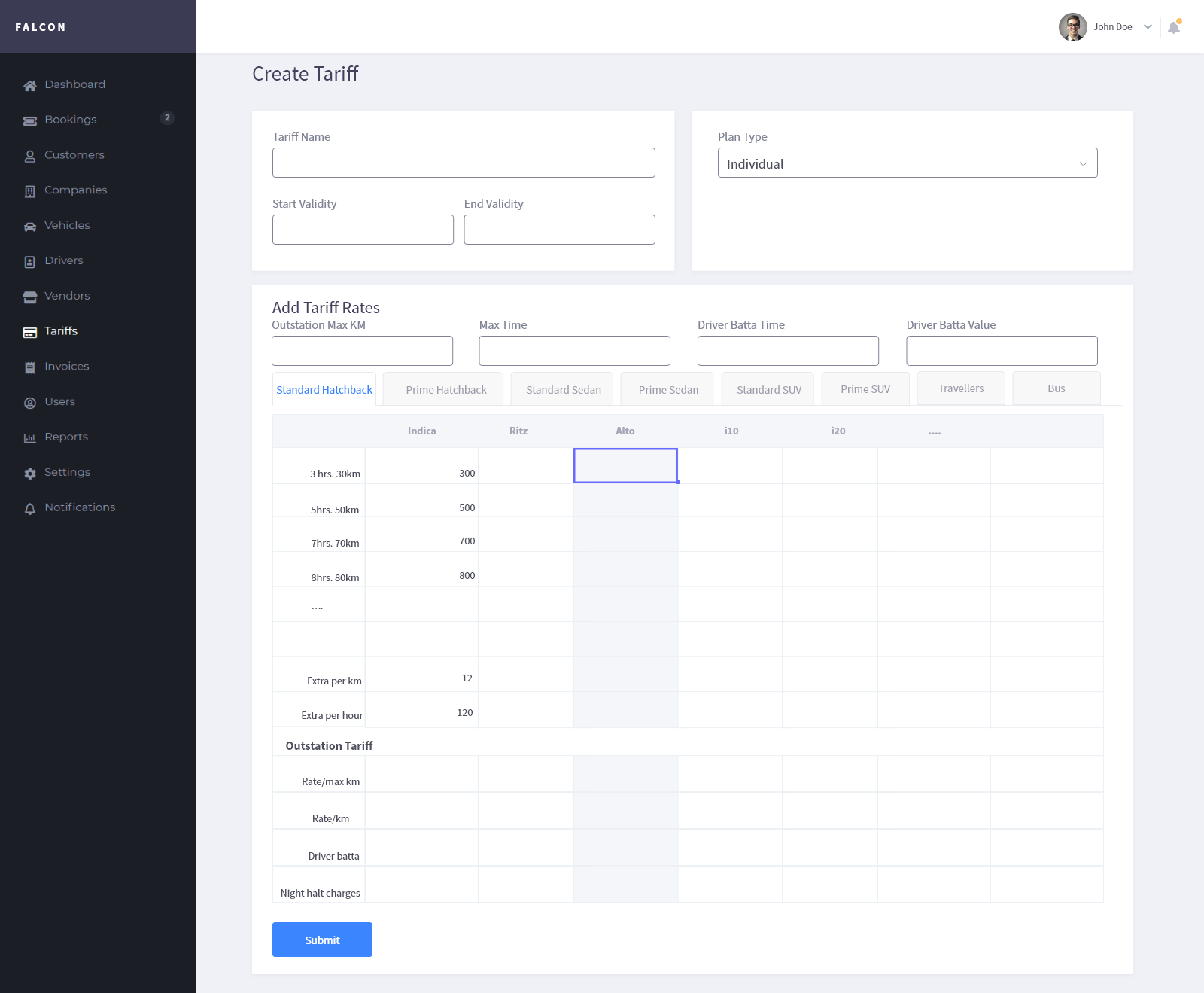 Tariff Module - Falcon by Coffee